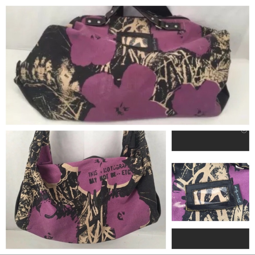 Floral Canvas Travel Tote Bag - Purple